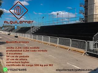 Alquiler de tribunas 2,2m x 2,2m x 1,5m de altura Alquiler de tribunas